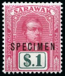 Stamp of Sarawak 1869-1963 Old-time collection on seven large hand-drawn pages incl. Specimens