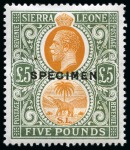 Stamp of Sierra Leone 1862-1963 Old-time collection on five large hand-drawn pages incl. Specimens