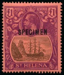 Stamp of St. Helena 1864-1967 Old-time collection on eight large hand-drawn pages incl. Specimens