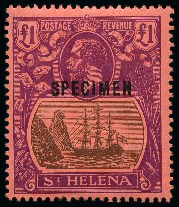 Stamp of St. Helena 1864-1967 Old-time collection on eight large hand-drawn pages incl. Specimens