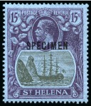 Stamp of St. Helena 1864-1967 Old-time collection on eight large hand-drawn pages incl. Specimens