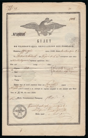 Stamp of Romania » Postal History » Disinfected Mail BRALIA: 1856 Large three page “Bilet De Exportarea