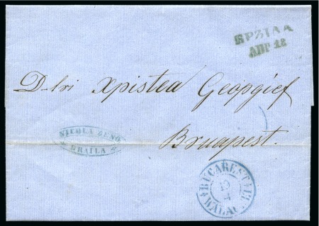 Stamp of Romania » Postal History » Wallachian Bilinear Cyrillic Handstamps BRAILA: 1860 (18.4) Entire letter addressed to Hristea