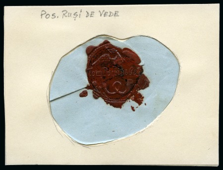 Stamp of Romania » Postal History » Wallachian Bilinear Cyrillic Handstamps Rusi de Vede red wax seal, only known example