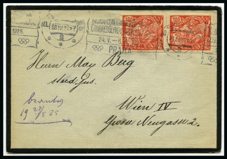 Stamp of Olympics » 1925 Prague Congress 1925 Prague Olympic Congress slogan roller cancel on cover