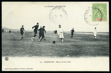 Stamp of Thematics » Sport and Games » Football ST. PIERRE & MIQUELON: 1913 Picture postcard of a football match sent to Denmark