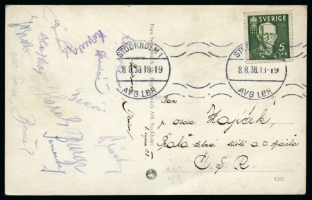 Stamp of Thematics » Sport and Games » Football CZECHOSLOVAKIA: 1938 Postcard signed by the Czechoslovakia team