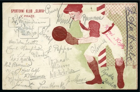 Stamp of Thematics » Sport and Games » Football 1899 (Dec 12) Illustrated postcard of Slavia Prague signed by the players