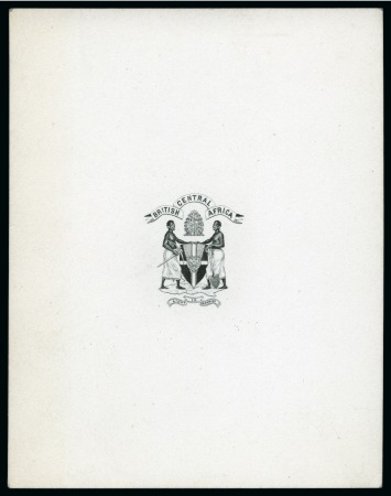 Stamp of Nyasaland 1895 Master die proof of the British Central Africa central vignette