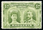 Stamp of Rhodesia 1910-13 Double Heads 1/2d apple-green perf.15 mint nh