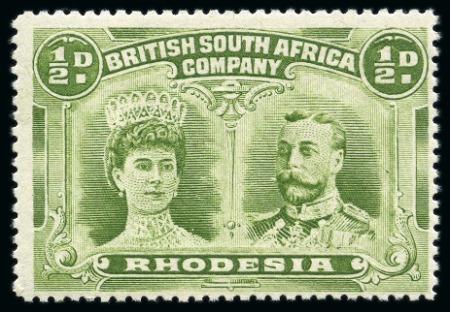 Stamp of Rhodesia 1910-13 Double Heads 1/2d apple-green perf.15 mint nh