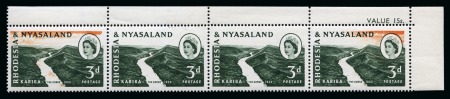 Stamp of Rhodesia and Nyasaland 1960 Kariba Hydro-Electric Scheme 3d with variety red-orange omitted on two stamps