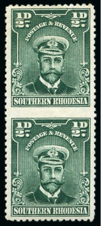 Stamp of Southern Rhodesia 1924-29 Admiral 1/2d blue-green with variety imperf. between vertical pair mint