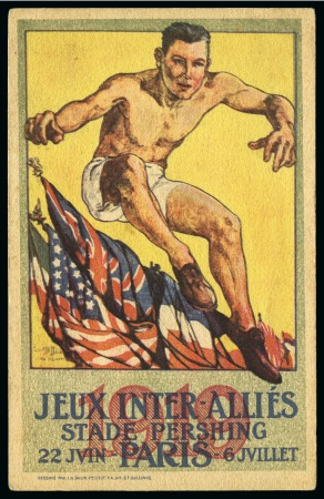 Stamp of Olympics » 1917-1920 Intervening Championships 1919 Pershing Games group on seven pages incl. official postcard SENT DURING THE GAMES by a spectator
