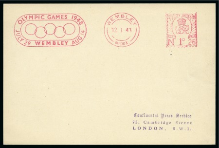 Stamp of Olympics » 1948 London 1948 London Wembley Olympic slogan 1d machine frank on a postcard