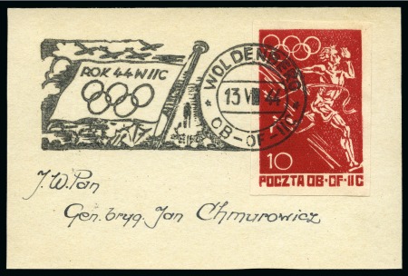 Stamp of Olympics » 1944 Polish P.O.W. Camps 1944 POW Camp issues group incl. Woldenberg Camp 10pf unused, on card and Gross Born set