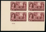 Stamp of Egypt » Commemoratives 1946 Arab League Congress set of 7 imperf. lower left marginal control blocks of four with CANCELLED backs