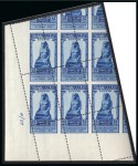 Stamp of Egypt » Commemoratives 1927 Statistical Congress, complete set of three, Royal oblique perforations in mint nh bottom left corner marginal plate blocks of four