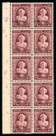 Stamp of Egypt » Commemoratives 1943 5th Birthday of Princess Ferial 5m+5m overprint essays from pane A, in left marginal block of 10 and strip of 5 making up the complete left hand side of the pane from rows 1-10