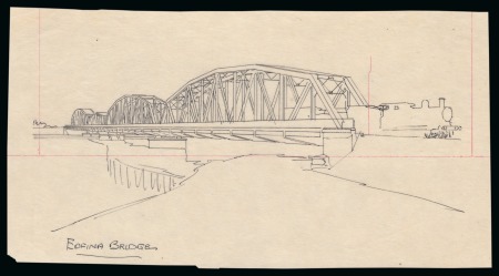 Stamp of Egypt » Commemoratives 1933 International Railway Congress group of five hand drawn unadopted essays in ink depicting the Edfina Bridge