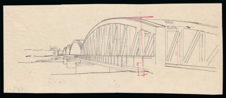 Stamp of Egypt » Commemoratives 1933 International Railway Congress group of four hand drawn unadopted essays in ink depicting the Mansura Bridge