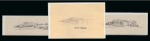 Stamp of Egypt » Commemoratives 1933 International Railway Congress group of five hand drawn unadopted essays in ink depicting the Dessuq Bridge (1) and Zifta Bridge (4)
