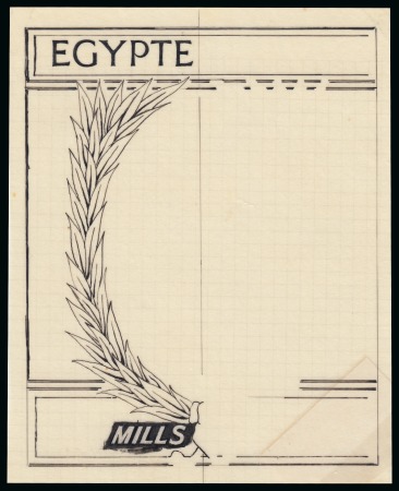 Stamp of Egypt » Commemoratives 1940 Child Welfare Issue group of three large essays in India ink on tracing paper showing different portions of the adopted design for the frame