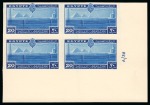 Stamp of Egypt » Commemoratives 1938 International Telecommunications Conference complete set of three, Royal imperforate with CANCELLED backs in lower right corner marginal plate blocks of four