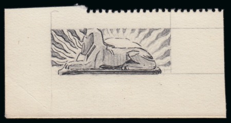 Stamp of Egypt » Commemoratives 1937 Abolition of Capitulations at the Montreux Conference group of five hand-drawn essays for the unadopted Sphinx design