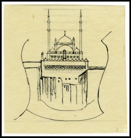 Stamp of Egypt » Commemoratives 1941 Centenary of the Reigning Dynasty of Egypt (unissued) ink essay of the Citadel on tracing paper