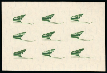 Stamp of Egypt » Commemoratives 1947 Withdrawal of British Troops from the Nile Delta Royal Printing of the flags only in green in mint nh imperf. sheetlet of 9