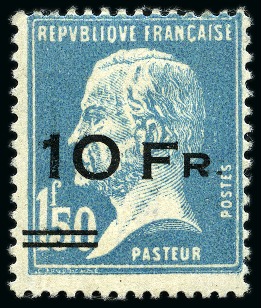 Stamp of France » Poste Aérienne 1928 ILE DE FRANCE 10F sur 1F50 Pasteur, neuf, TB,