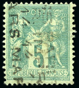 Stamp of France » Préoblitérés 1893 Surcharge sur 4 lignes, 5c vert, TB, signé Scheller