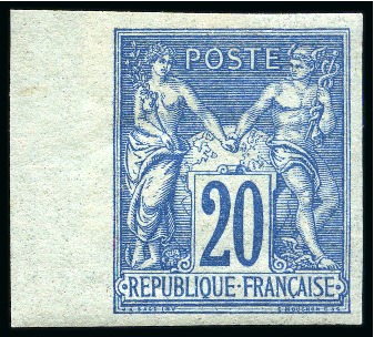 Stamp of France Sage Type II 20c turquoise non dentelé, neuf avec