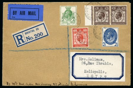 Stamp of Great Britain » King George V 1929 (May 10) PUC first day cover with set of four on airmail to Egypt