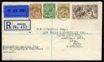 Stamp of Great Britain » King George V 1929 (Oct 10) Envelope sent by registered airmail to Peru with Seahorse 2s6d