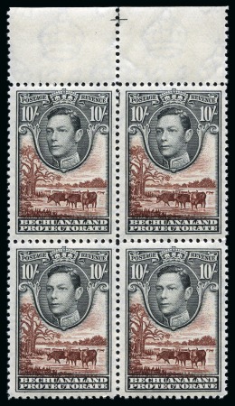 Stamp of Bechuanaland » Bechuanaland Protectorate 1938-52 1/2d to 10s mint nh set in top marginal blocks of 4