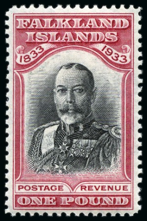 Stamp of Falkland Islands 1933 Centenary £1 mint lh, very fine and desirable stamp