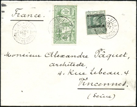 Stamp of New Hebrides Group of 6 covers and a piece, incl. envelope to F