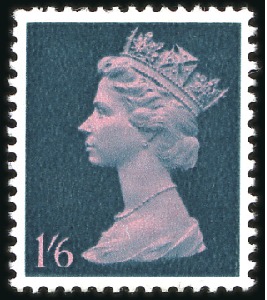 Stamp of Great Britain » Queen Elizabeth II 1970 1s6d COLOUR TRIAL IN DEEP BLUE-GREEN, pencil
