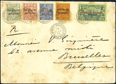 Stamp of New Hebrides 1911 (Jan 14) Philatelic envelope with complete 19