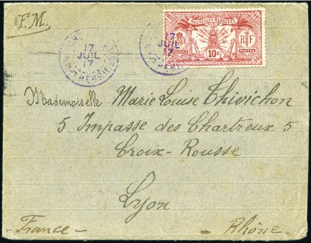 Stamp of New Hebrides 1917 (Jul 17) Envelope endorsed "F.M" (Franchise M