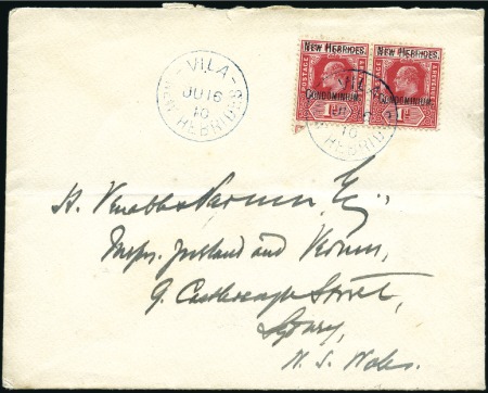 Stamp of New Hebrides 1910 (Jun 16) Envelope to Sydney with 1908 Fiji Ov