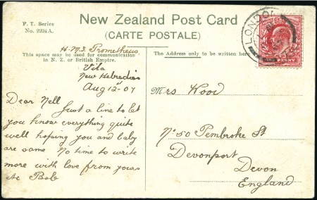 Stamp of New Hebrides 1907 Postcard datelined "HMS Prometheus / Vila / N