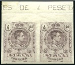 Stamp of Spain 1909 King Alfonso XIII, top marginal imperforate s