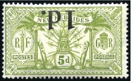 Stamp of New Hebrides 1920-24 Overprinted Weapons & Idols
1924 1d on