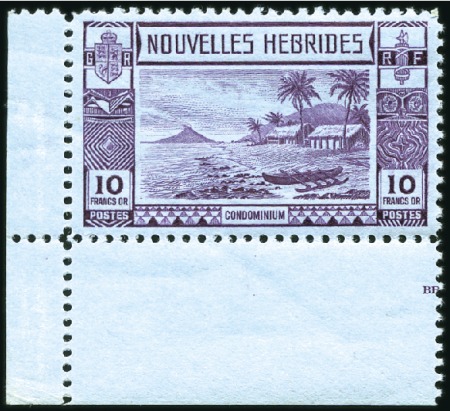 Stamp of New Hebrides 1938 Gold Currency set to 10F in mint nh lower lef