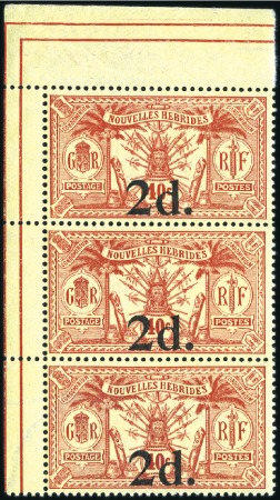 Stamp of New Hebrides 1920-21 2d on 40c red on yellow on RF wmk paper, i