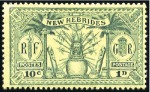 Stamp of New Hebrides 1925 British Dual Currency 5s, page showing plate 
