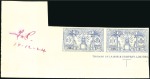 Stamp of New Hebrides 1925 Dual Currency imperf. plate proofs in pale bl